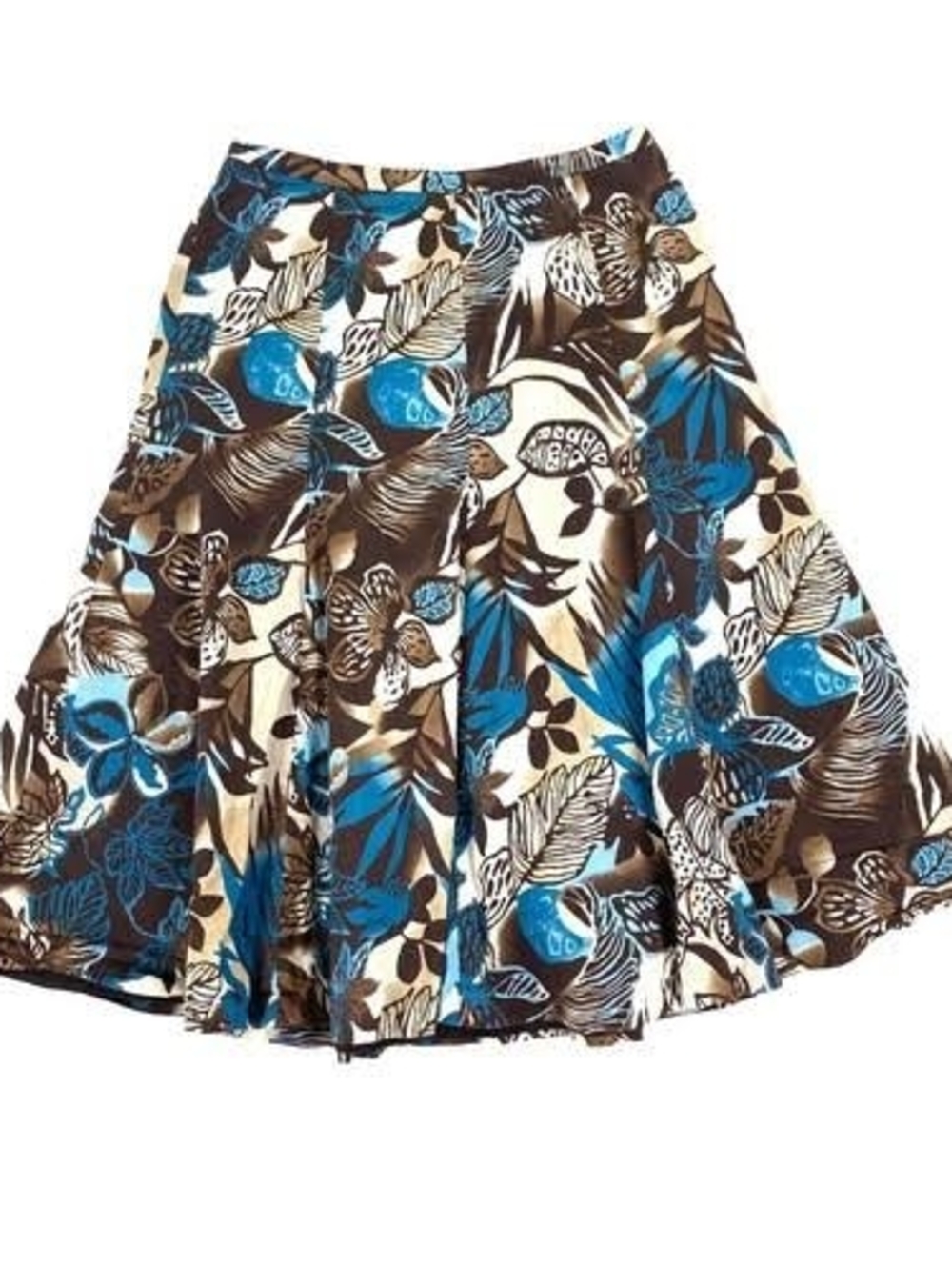Y2k Liv & Co A-Line Midi Skirt in Blue and Brown Size 10